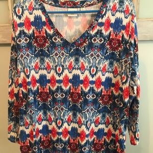 Rafaella 3/4 sleeve top with sparkles.